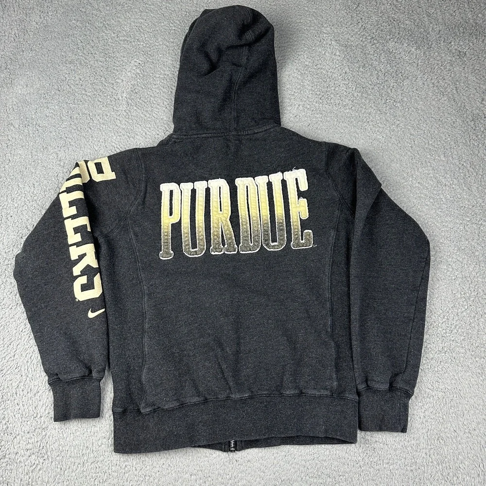 Purdue Boilermakers Hoodie Womens Medium Black Gray Nike Full Zip Sweatshirt